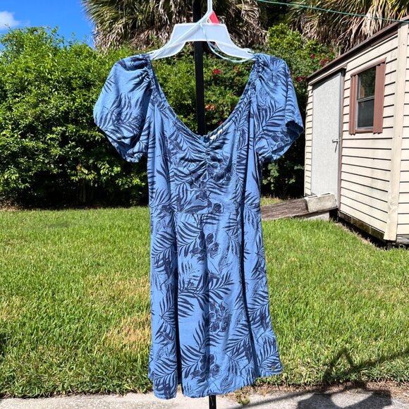 Roxy Blue Floral Viscose Short Sleeve Sundress Size XS - Picture 1 of 8